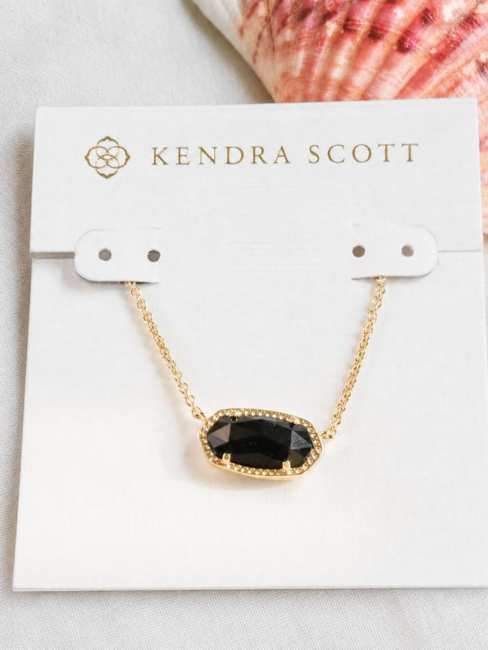 Kendra Scott Elisa Gold Black Pendant Necklace